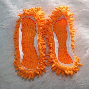 Machine Washable Mop Slippers - Bright Neon Orange Shoe Covers